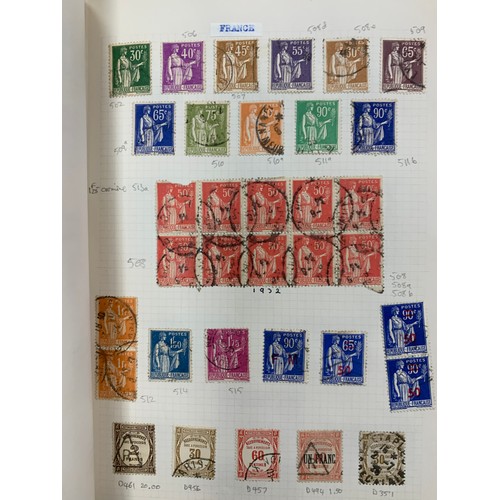 23 - Small world stamp collection in three old albums to include; Germany, France, USA, French Cols, Shan... 