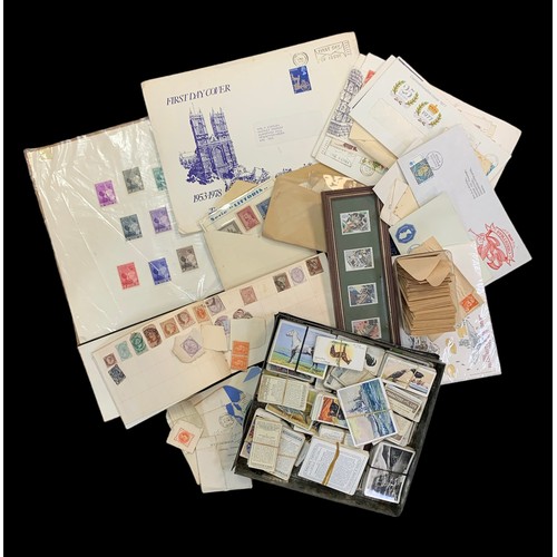 18 - Mixed collection of stamps and cigarette cards, cigarette cards in bundles and stamps in loose packe... 