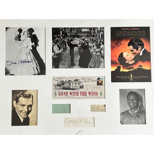 410A - Autograph Montage for Gone with the Wind (1939), comprising; a signed First Day Cover stamped envelo... 