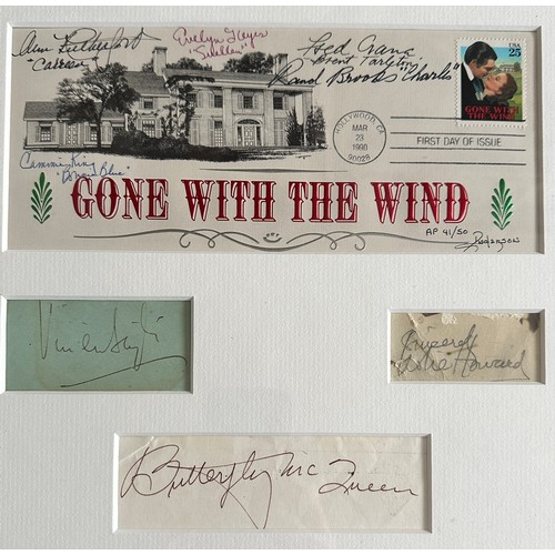 410A - Autograph Montage for Gone with the Wind (1939), comprising; a signed First Day Cover stamped envelo... 