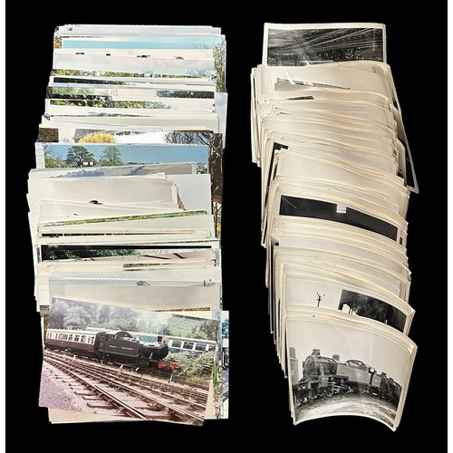 416A - Railway photo collection, range of b/w and colour prints, mainly UK railway steam, diesel and electr... 