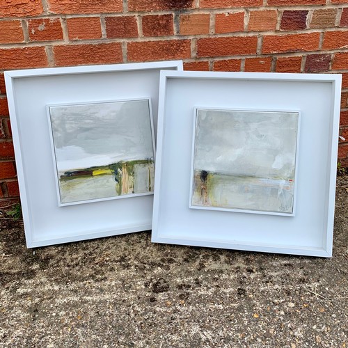 471 - Pair of contemporary indistinctly signed framed artworks, entitled ‘Walk up a field to reach a stile... 