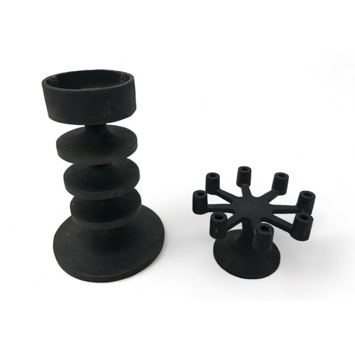 343 - Robert Welch, a Robert Welch Campden design cast iron candle holder, 18cm high, and a cast iron cand... 