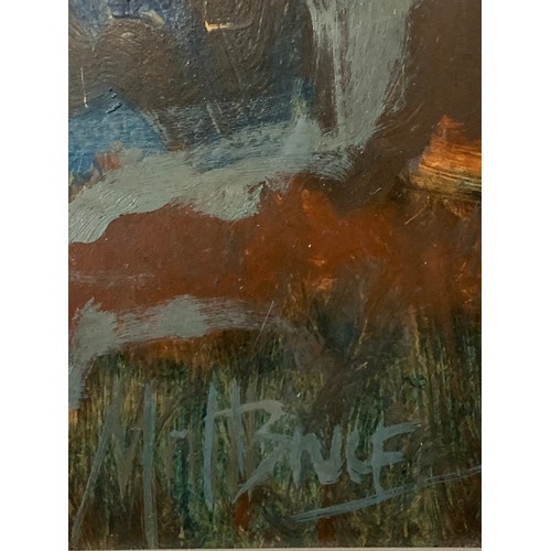 465 - Matt Bruce (British, 1915-2000), oil on board. Signed to lower right, framed. 24cm x 29cm, frame mea... 