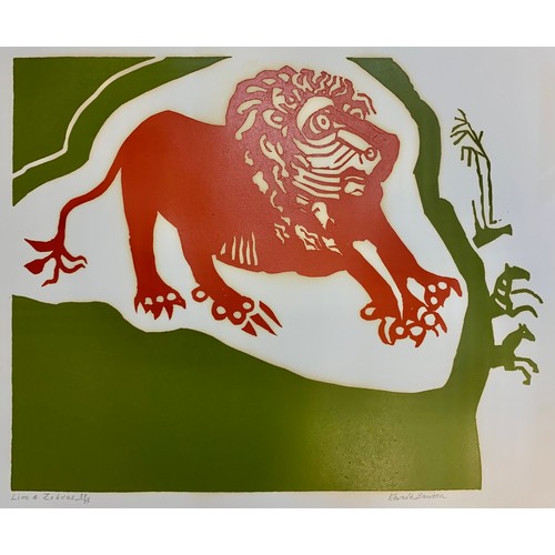 430 - Edward Bawden (British, 1903-1989), Lion and Zebras, linocut in colours, 1989, signed 'Edward Bawden... 