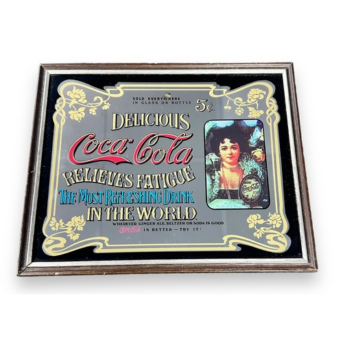 182 - Two Vintage Coca Cola Mirror Signs. Coca Cola mirror signs. Both framed, minor damage and scratches.... 