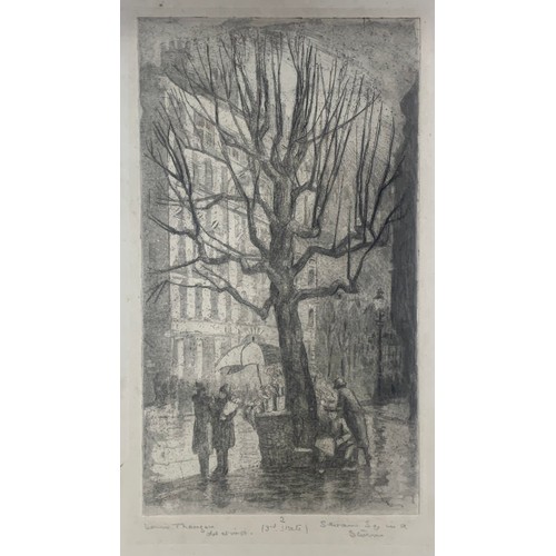 418 - Louisa Emily Thomson (British, 1883-1962), original street scene etching. Signed and titled below et... 