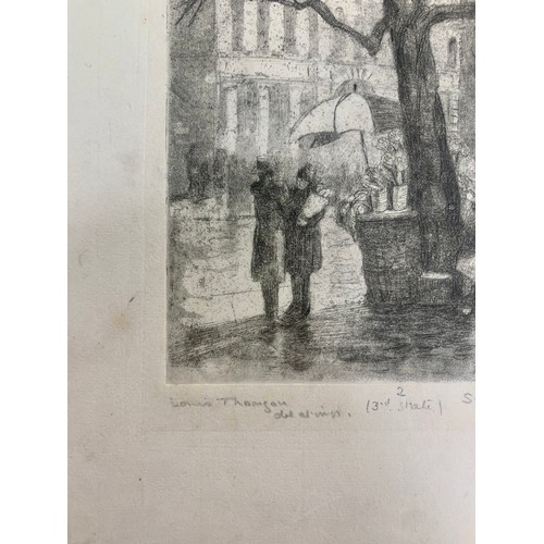 418 - Louisa Emily Thomson (British, 1883-1962), original street scene etching. Signed and titled below et... 