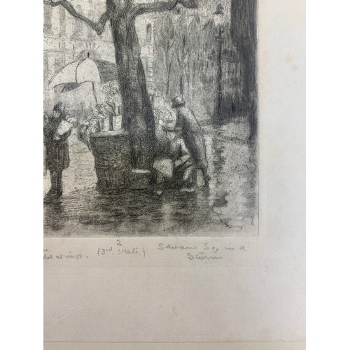 418 - Louisa Emily Thomson (British, 1883-1962), original street scene etching. Signed and titled below et... 