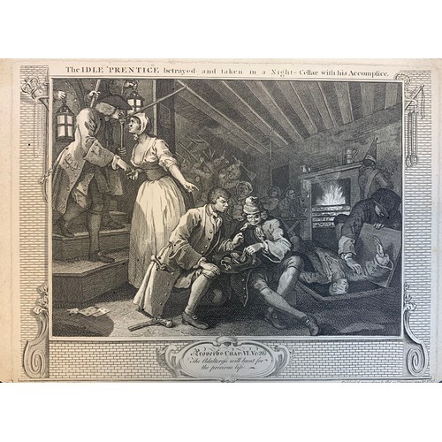 410 - William Hogarth (British, 1697-1764), nine 18th Century Prentice plates etchings to include; The Fel... 