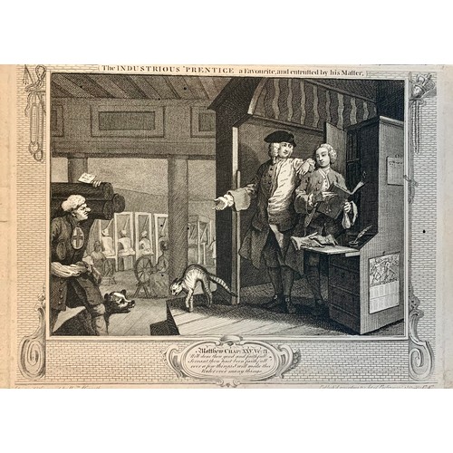 410 - William Hogarth (British, 1697-1764), nine 18th Century Prentice plates etchings to include; The Fel... 