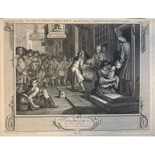 410 - William Hogarth (British, 1697-1764), nine 18th Century Prentice plates etchings to include; The Fel... 