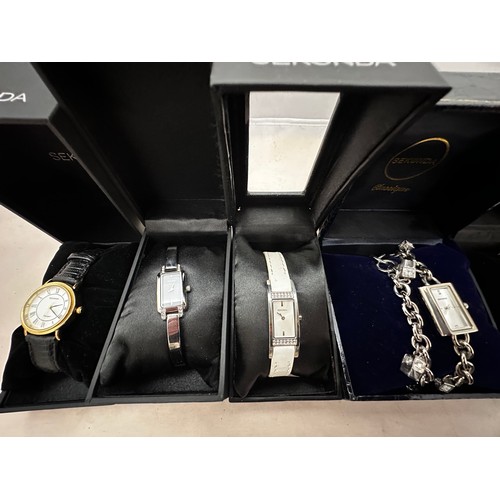 112 - 14 boxed watches, nearly all either sealed or in as new condition. Includes 11 Sekonda watches, two ... 