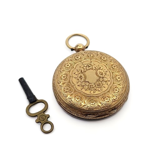 127 - An 18ct gold key wound pocket watch with gold dial and Roman numeral markers. London 1875 hallmarks ... 