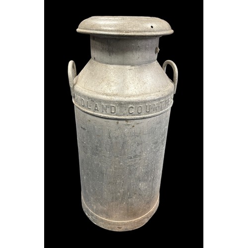 292 - Aluminium Milk Churn With Lid. Embossed with Midland Counties and Dairy Ltd, with Quinneys Dairies L... 