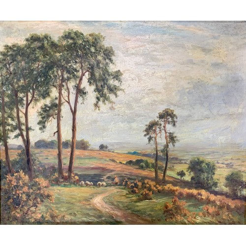 451 - L Richards / Daniel Sherrin (British, 1868-1940), oil on canvas hillside landscape.  Signed L Richar... 