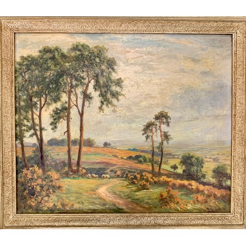 451 - L Richards / Daniel Sherrin (British, 1868-1940), oil on canvas hillside landscape.  Signed L Richar... 