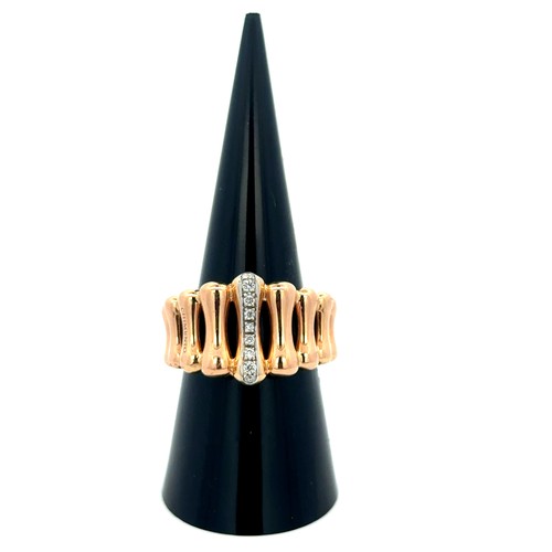 17 - Chimento 'bamboo' ring- a hollow constructed 18ct rose gold ring by Chimento with graduated curved b... 