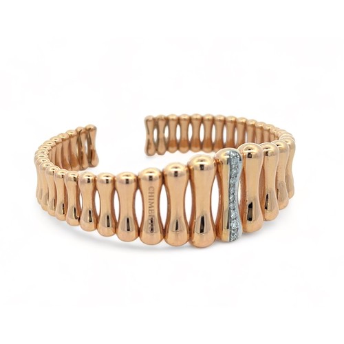 18 - Chimento - an 18ct rose gold 'Bamboo' torque bangle. Of hollow construction with graduated curved ba... 