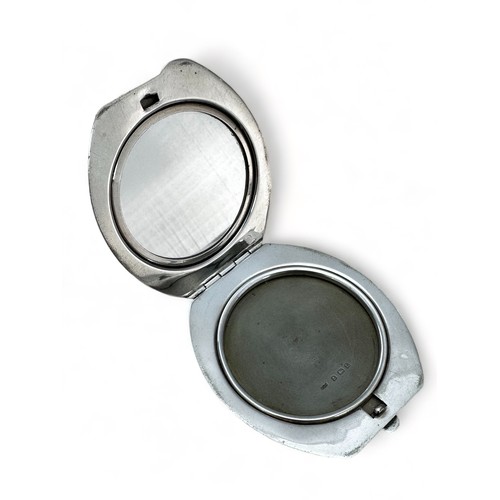 150 - An Art Deco silver powder compact by Mappin & Webb, Birmingham 1935. Shallow dent to reverse.