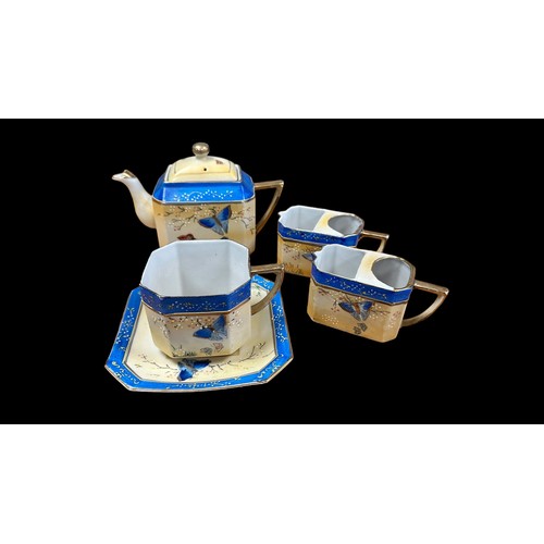 283 - A range of tea sets comprising of a Bursley Ware Art Deco part tea set, plus a probably oriental art... 