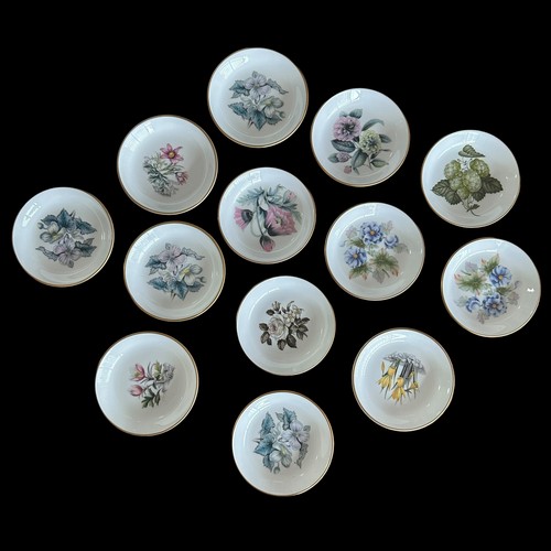 272 - Royal Worcester - thirteen small dishes, small pot plus one hand-painted coaster.