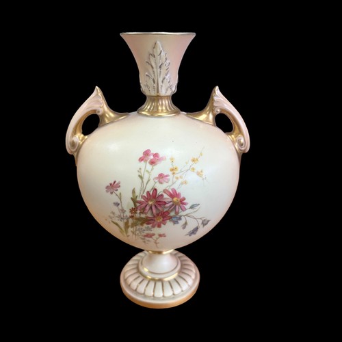 270 - Royal Worcester blush ivory vase, circa 1902, approx. 23cm tall plus a large hand-painted vase of un... 