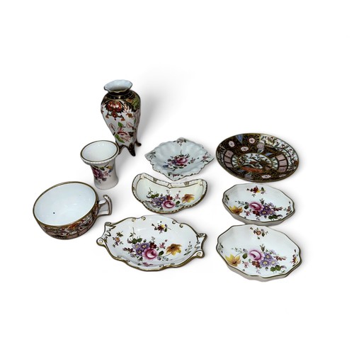 260 - Royal Crown Derby range of nine pieces comprising five small dishes, one small vase, one small vase ... 