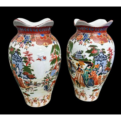 315 - Range of Chinese five vases to include two with bases, one on a wooden stand, plus two other Chinese... 