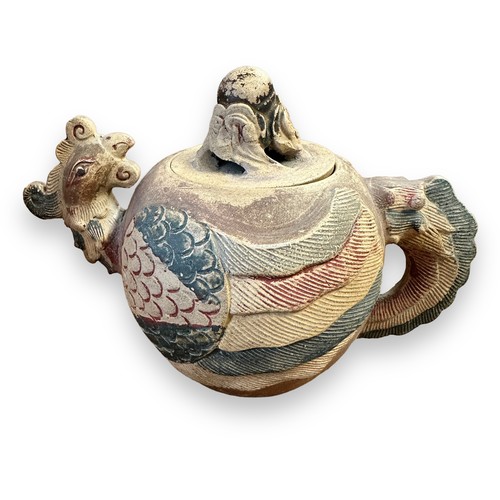 312 - Three Chinese teapots, Yixing Dragon teapot, Yixing & a Chicken shaped teapot. (3)