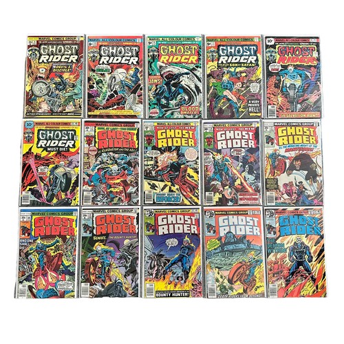 555 - Marvel Comics Ghost Rider 1970s Nos 8, 10, 16-19, 21, 22, 24, 27, 30-34, 39-45: All 22 comics are ba... 