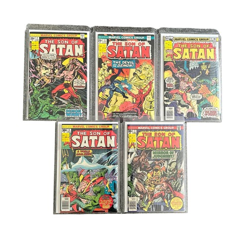 560 - Marvel Comics Son Of Satan 1976 Nos 2, 3, 4, 6, 7: All 5 comics are bagged & boarded in Mylar bags, ... 