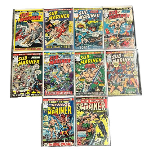 566 - Marvel Comics Sub-Mariner 1972/74 Nos 46, 52, 55, 60-65, 68: All 10 comics are bagged & boarded in M... 