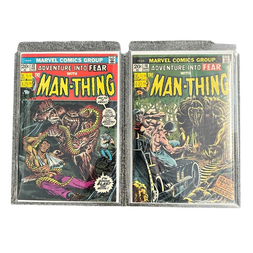 572 - Marvel Comics Adventure Into Fear With Man-Thing 1973 Nos 12, 16: both comics are bagged & boarded i... 