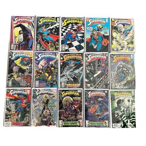 502 - DC Comics Superman 1980s Nos 439-443, 445-450, 452-455: All 15 comics are bagged & boarded, NM.