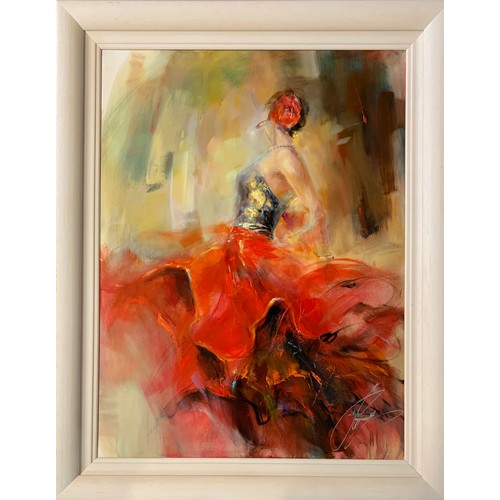 462 - Anna Razumovskaya (Russian, Contemporary), original oil on canvas painting of a Flamenco dancer. Fra... 