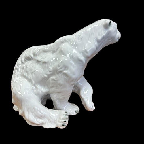 268 - Royal Dux Czechoslovakian large polar bear figurine. Pink impressed mark to the base. Measures appro... 