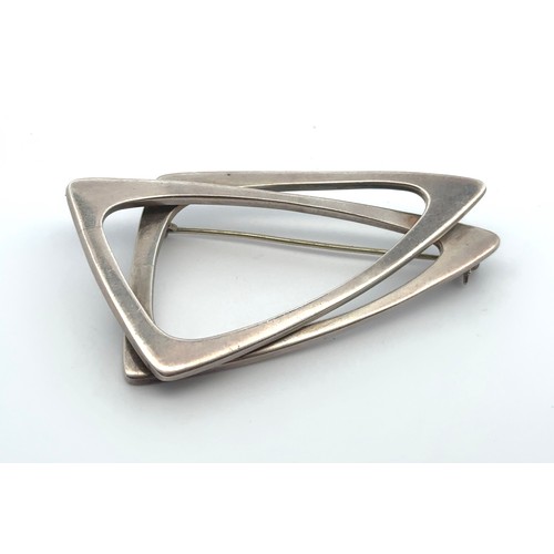 82 - A Danish modernist silver brooch by Poul Warmind. No. 21. Signed and marked 'STERLING DENMARK' on re... 