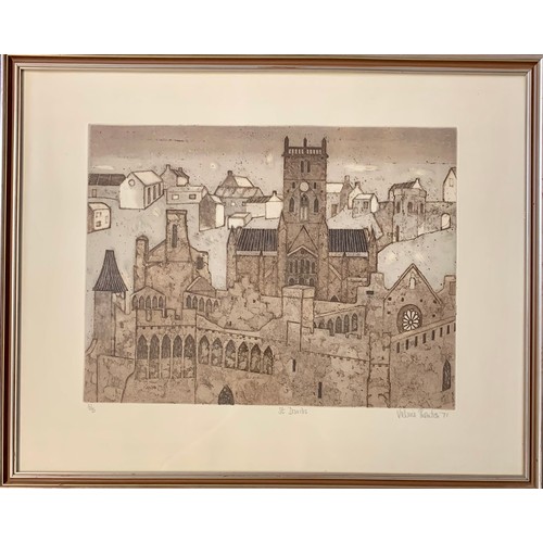 429 - Valerie Thornton (British, 1931-1991), ‘St. Davids’ etching and aquatint, 21/75. Framed and glazed, ... 