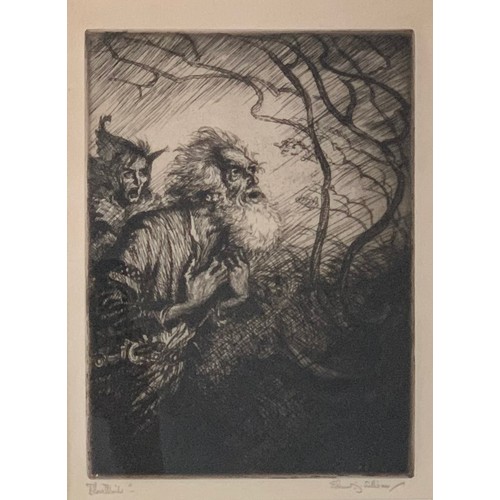 420 - Edmund Joseph Sullivan (British, 1869-1933), ‘Blow Winds’ etching on paper. Framed and glazed, signe... 