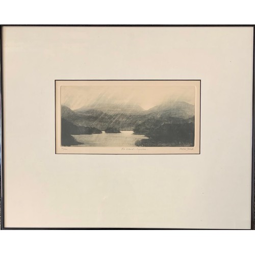 421 - Peter Ford (British, b. 1937), ‘Fir Island – Coniston’ etching on paper, 20/40. Framed and glazed, s... 