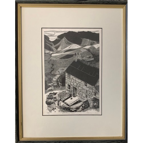 431 - Sarah van Niekerk (British, b.1934), ‘Nant Pasgan Bach’ wood engraving on paper, 33/50. Framed and g... 