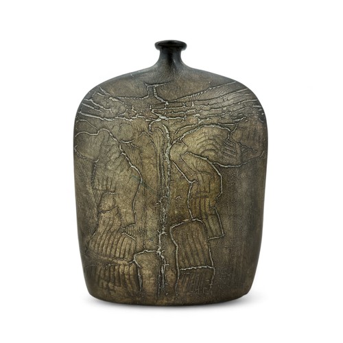 359 - Peter Hayes (British, b. 1946), Raku Bow with fractured grey / brown surface. Condition appears supe... 