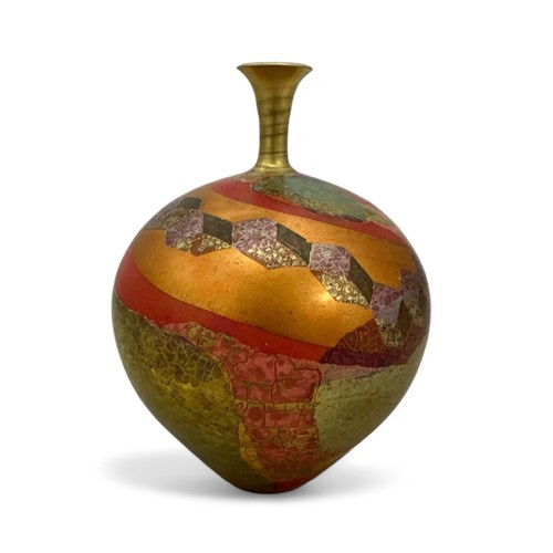 360 - Tony Laverick (British, b.1961), small geometric lustre vase. Marked to base TL. Height 16cm.