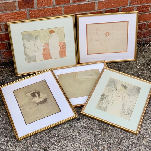 408 - After Henri de Toulouse-Lautrec (French, 1864-1901), set of five framed lithographic prints, to incl... 