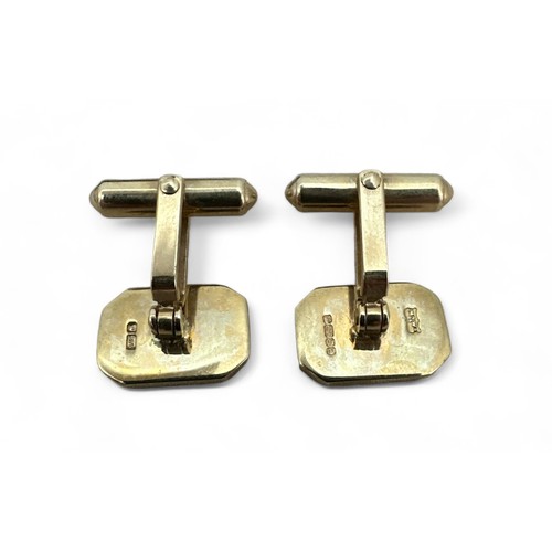 28 - Mappin & Webb cased pair of 9ct octagonal cufflinks. Weight approx. 8.32g.