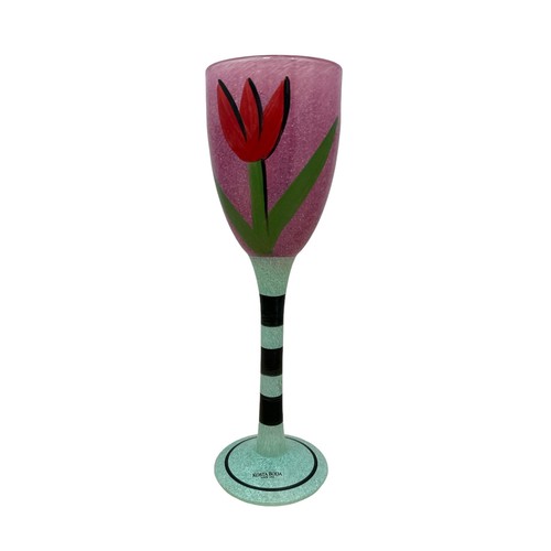 355 - Ulrica Hydman Vallien (Swedish, 1938-2018), Ulrica Hydman for Kosta Boda hand painted flower glass. ... 