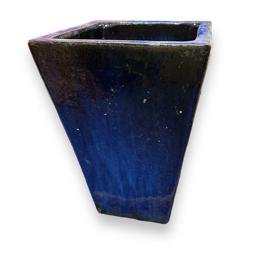 293 - Large Blue Glaze Jardiniere Planter. In used condition. With damage to base. Height 45cm x Diameter ... 