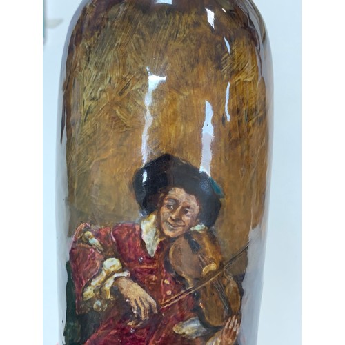 267 - Royal Doulton, Walter Nunn for Royal Doulton, tall cylindrical Royal Doulton Rembrandt Ware vase by ... 