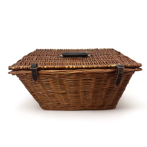 291A - A vintage Brexton wicker picnic hamper for four people. Approx 54cm x 36cm x 28cm.